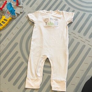 Magnolia Baby Striped White and Blue Kids One Piece